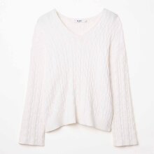 NA-KD - V-neck cable knit sweater