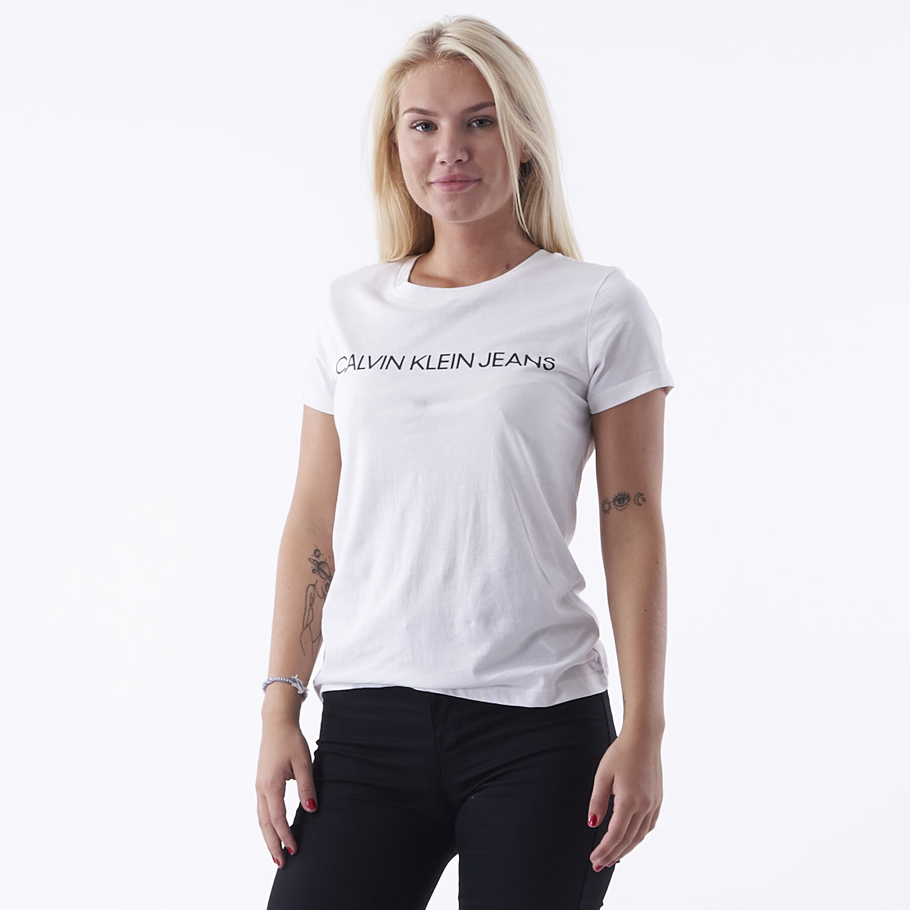 beundre klodset kort Calvin Klein - Core institutional logo slim - T-shirts til damer - Hvid - L  | Tjek den laveste pris her og køb i dag