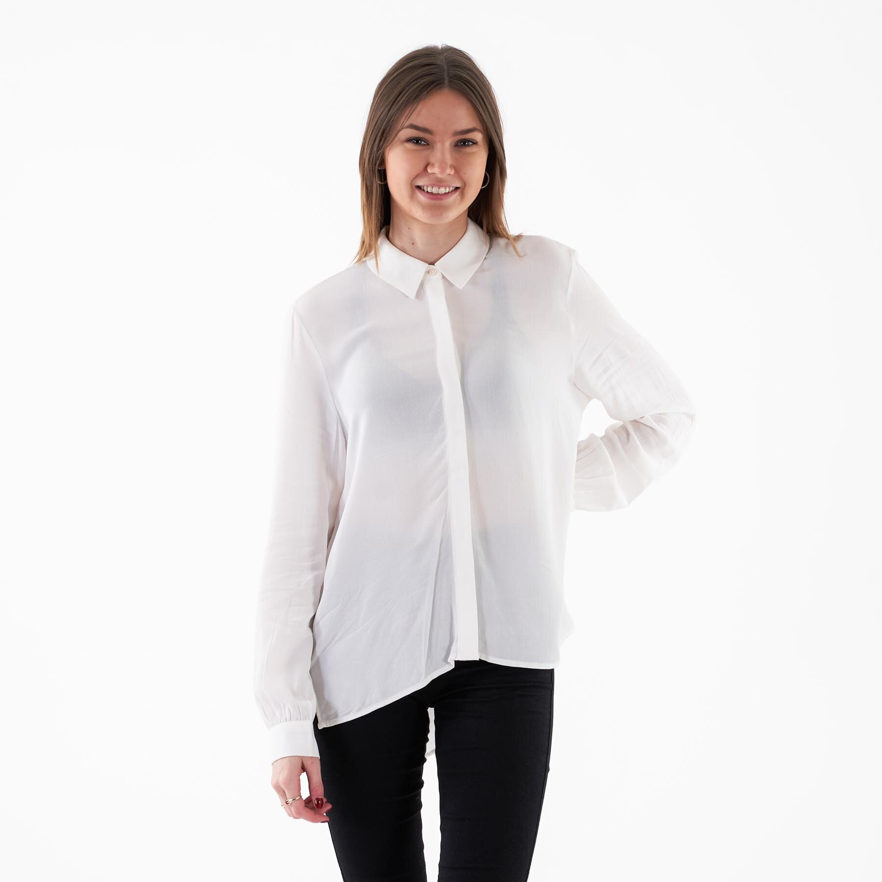 Object - Objbay ls shirt - Bluser og skjorter til kvinder - Hvid - 40