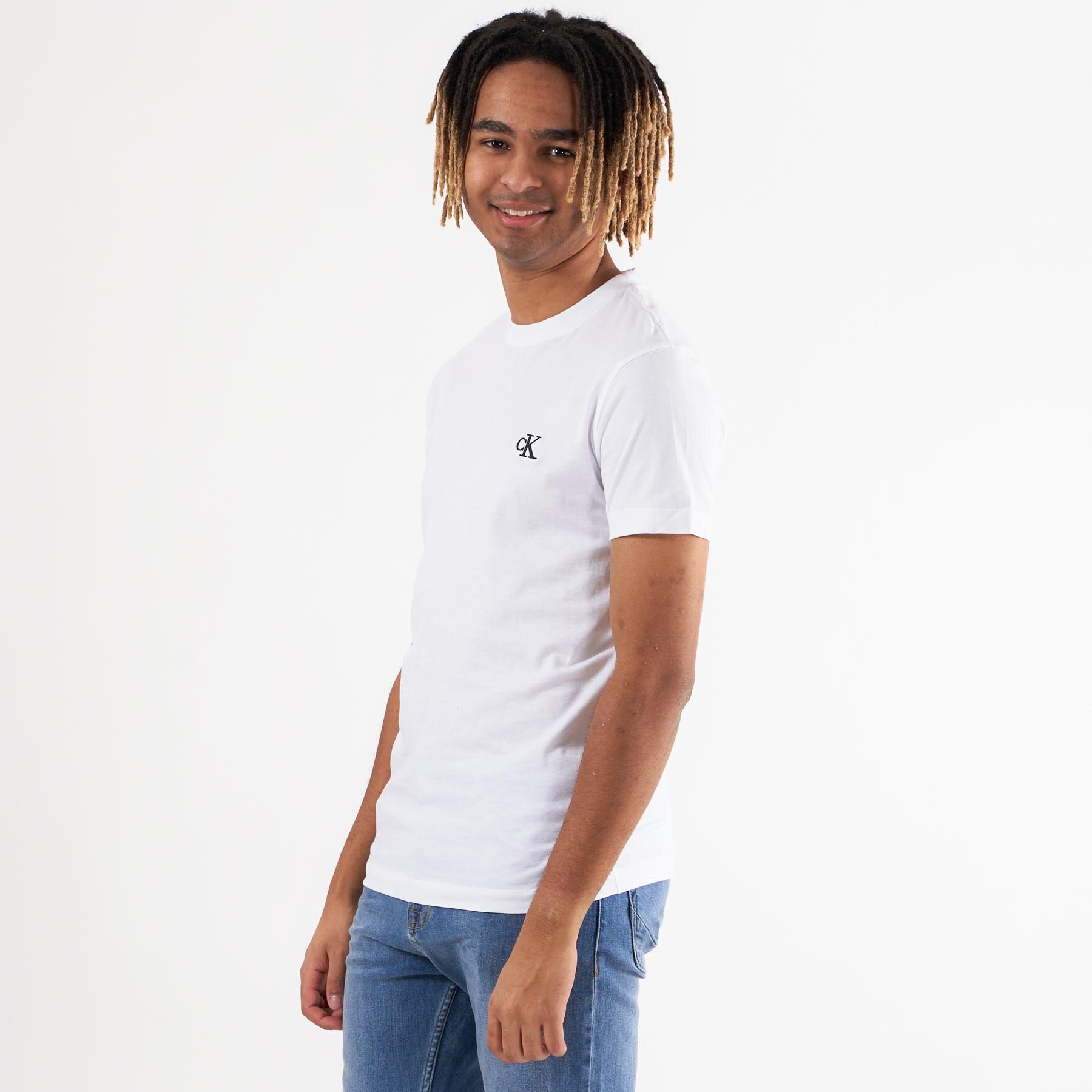 Calvin Klein - Ck essential slim tee - T-shirts til mænd - YAF/BRIGHT WHITE - L