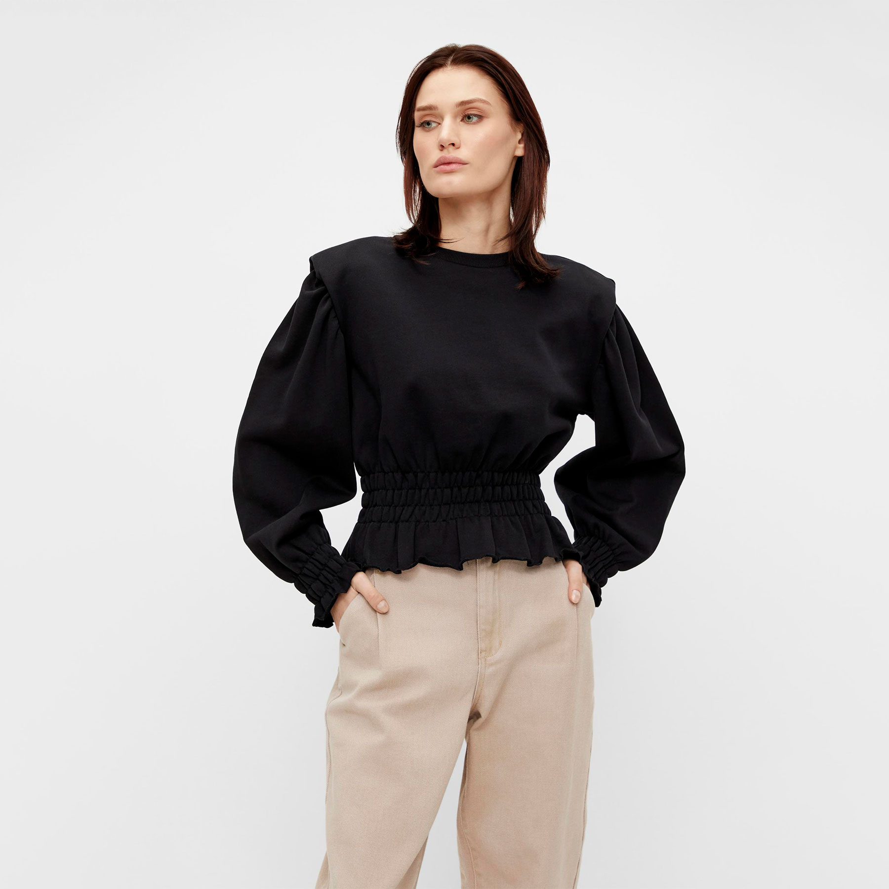 Object - Objbellis l/s sweat pullover - Bluser og skjorter til kvinder - Sort - XS