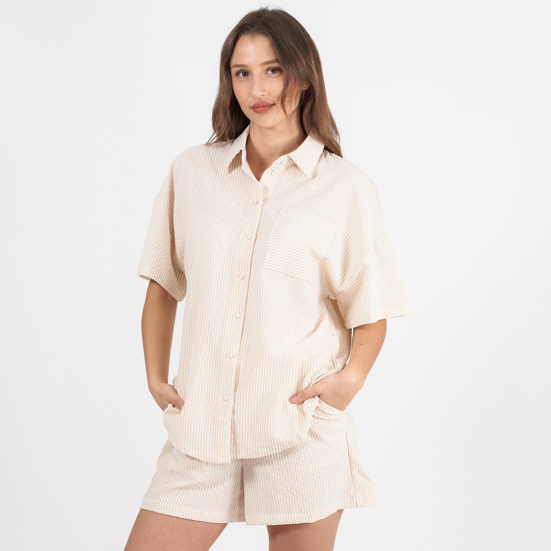 SisterS Point - VELDA-SH - Bluser og skjorter til kvinder - SAND/WHITE - M