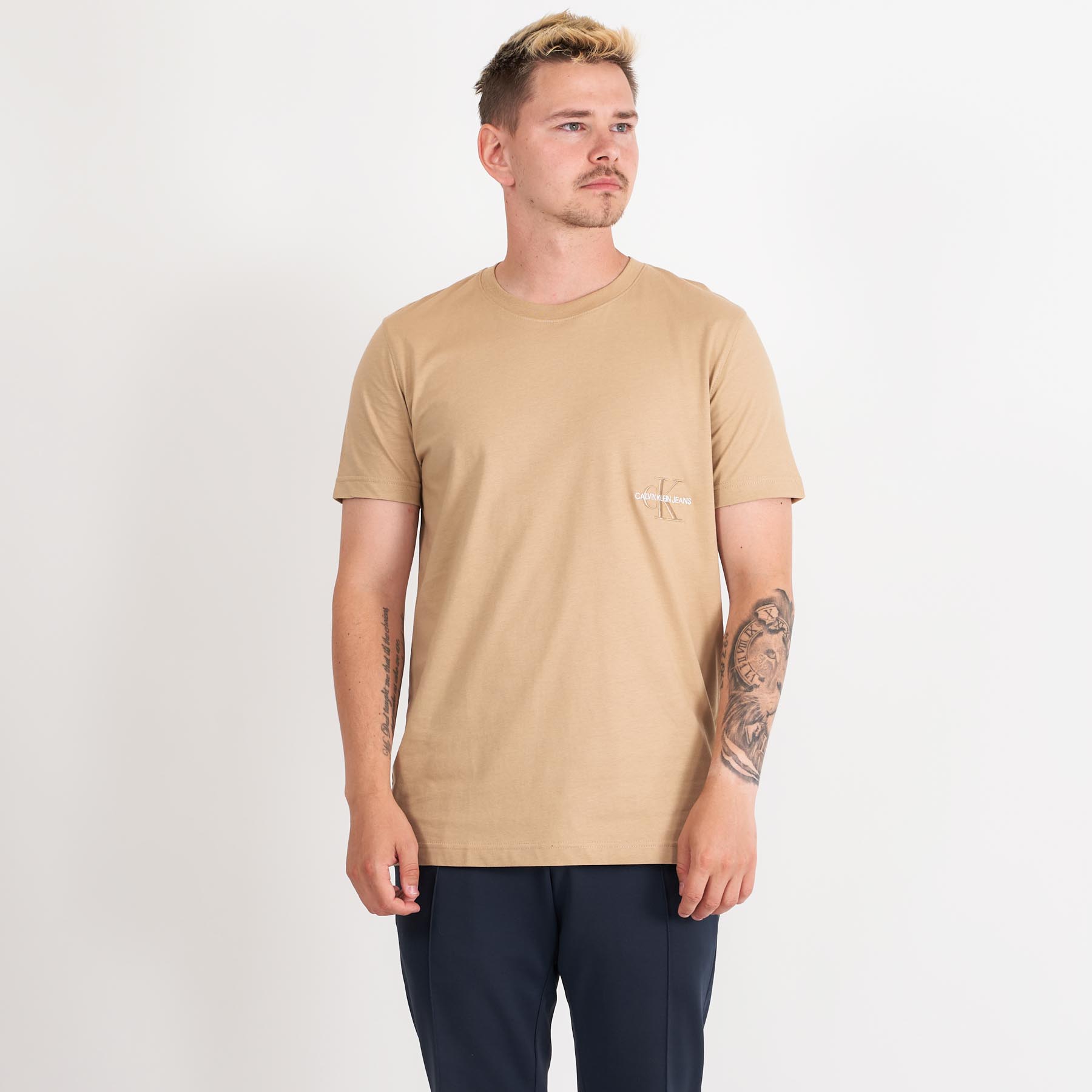 Calvin Klein - OFF PLACED TEE - T-shirts til mænd - Beige - XXL