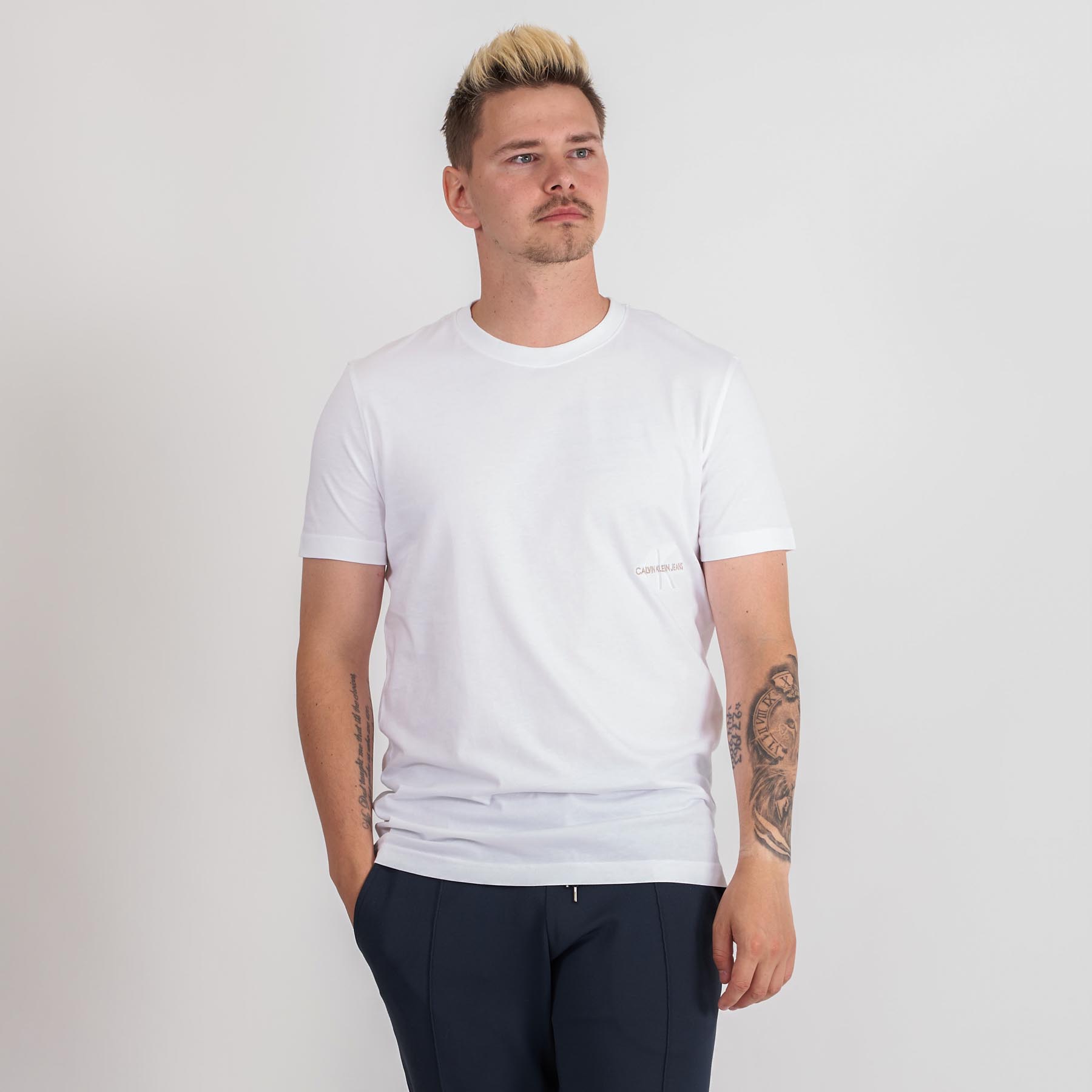 Calvin Klein - OFF PLACED TEE - T-shirts til mænd - Hvid - XXL