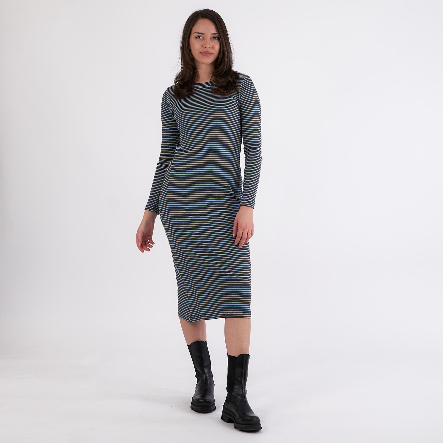 Nørgaard - 2x2 cotton stripe duba dress - Kjoler til hende - FOREST NIGHT/DELLA R - XS
