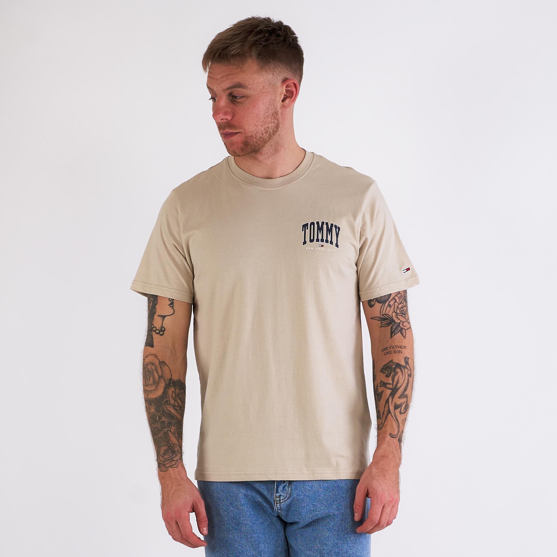 Tommy Jeans - Tjm college tee - T-shirts til mænd - beige - XXL