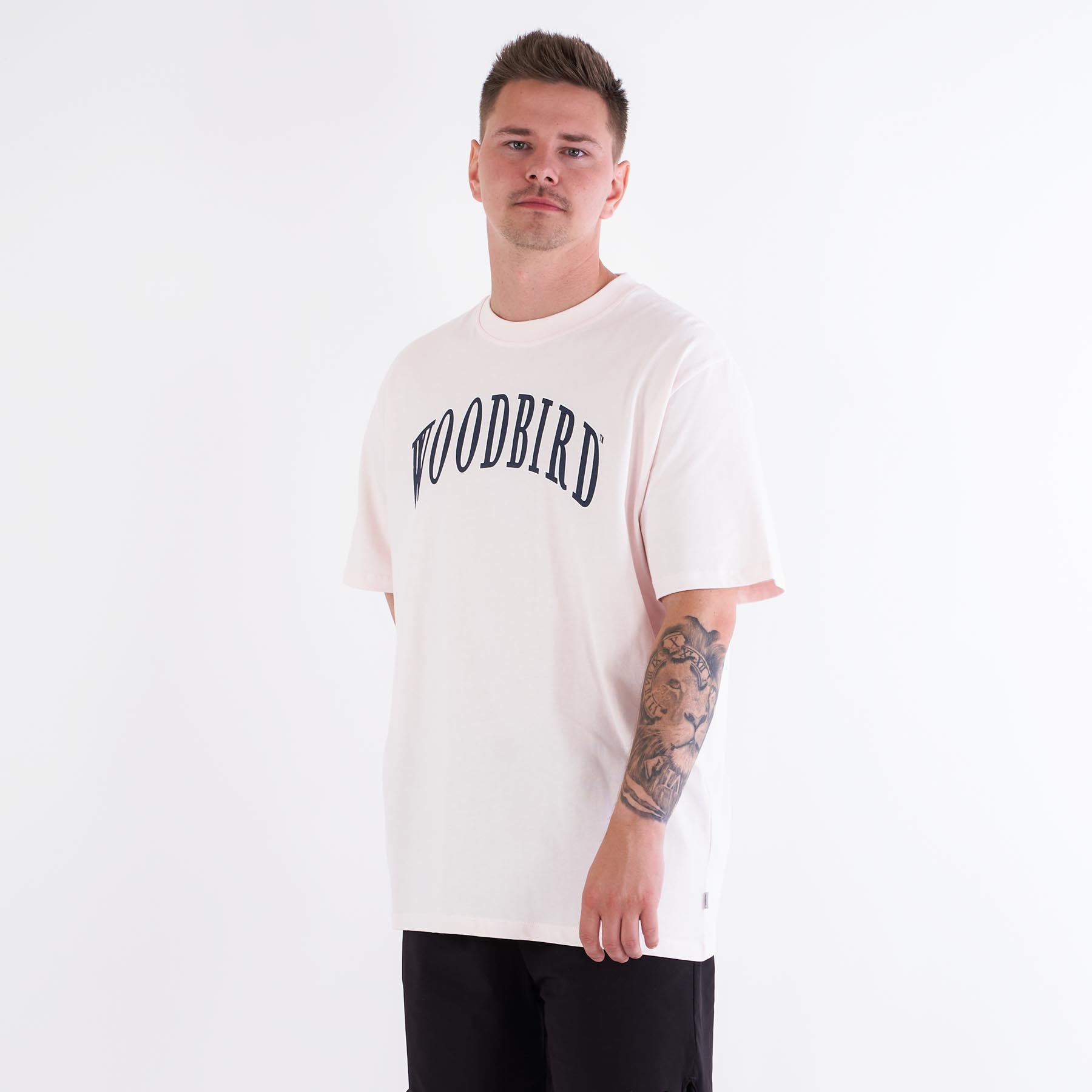 Woodbird - Baine college tee - T-shirts til mænd - Lyserød - XL