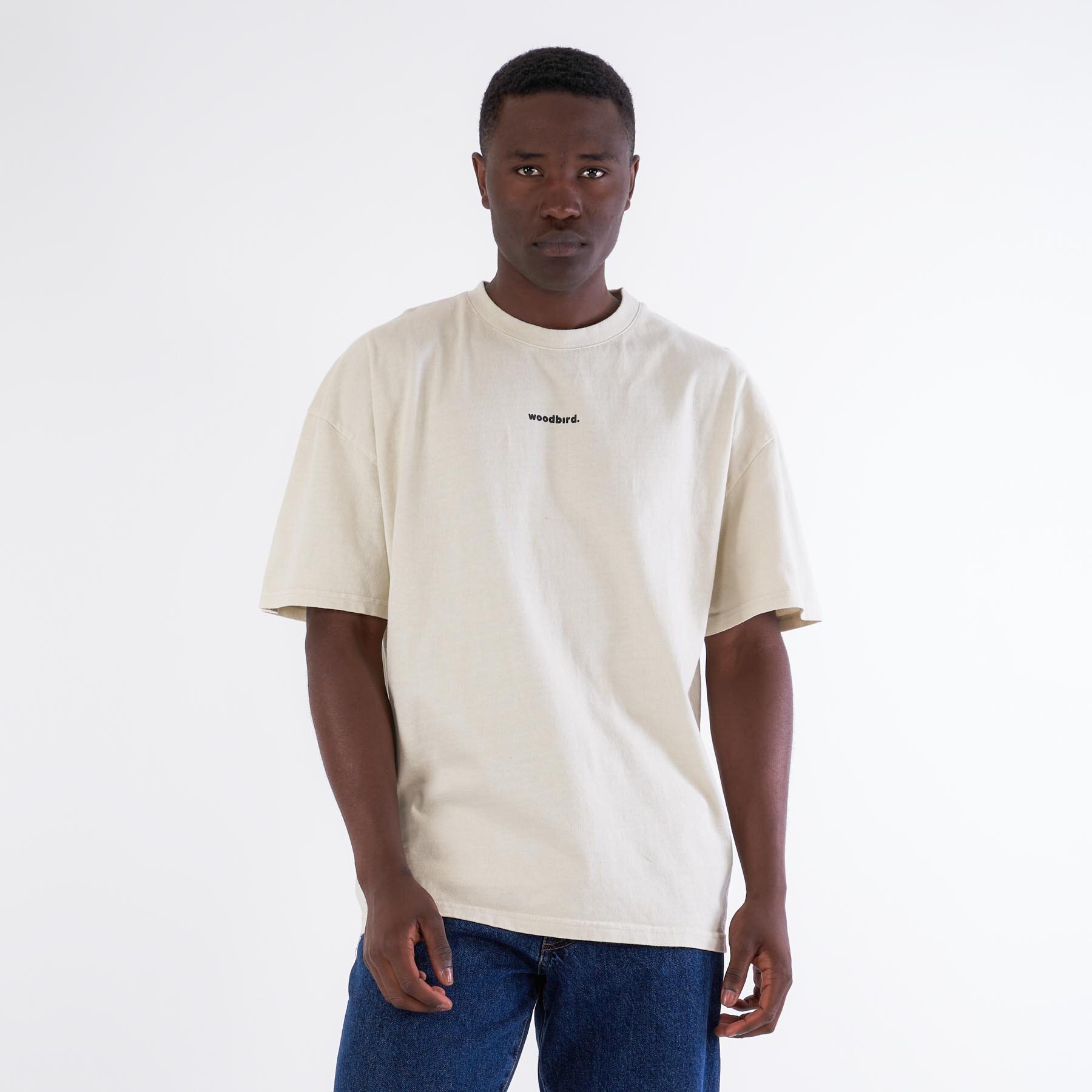 Woodbird - Bose mock tee - T-shirts til mænd - Beige - XXL