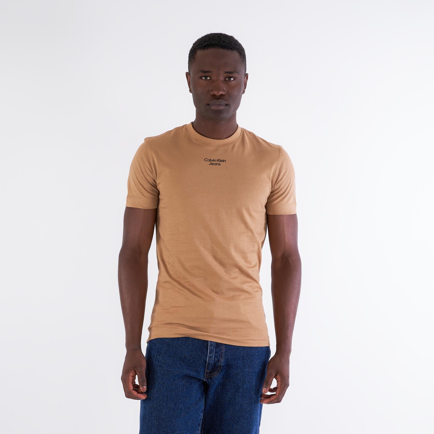 Calvin Klein - Stacked logo tee - T-shirts til mænd - Brun - XXL