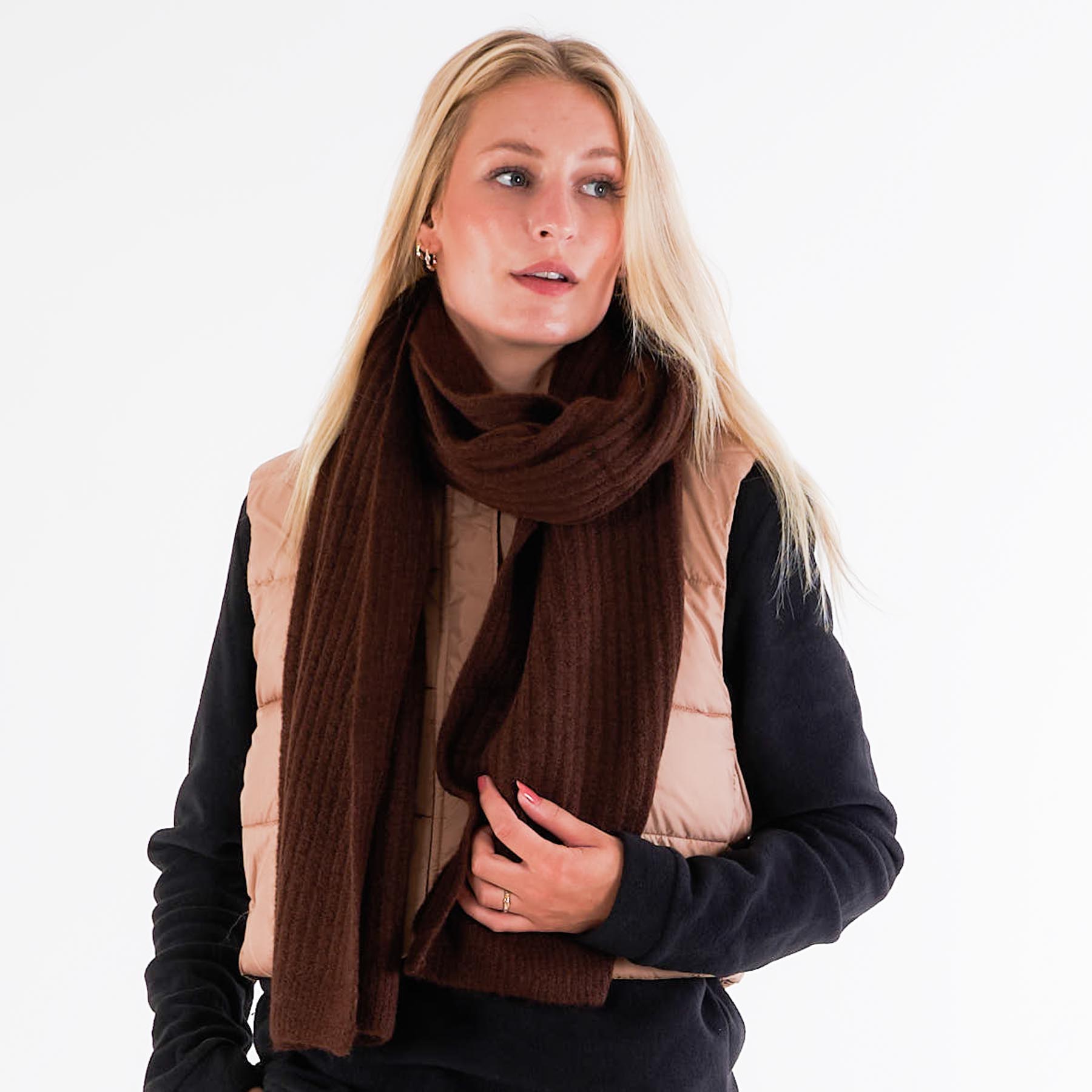 Pieces - Pcjeslin wool scarf - Accessories til hende - Brun - O/S