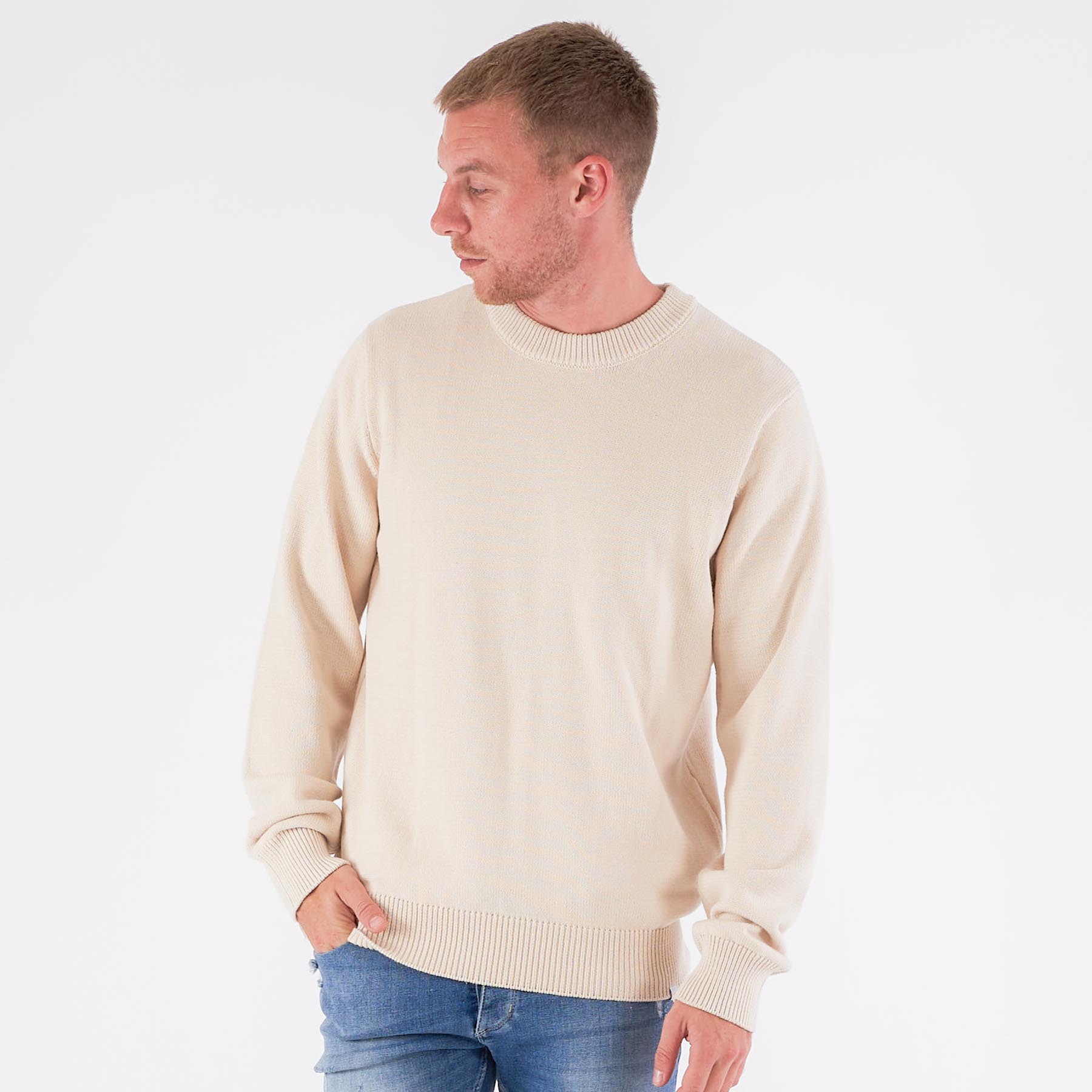 Les Deux - Gary cotton knit - Striktrøjer til herre - Hvid - XL