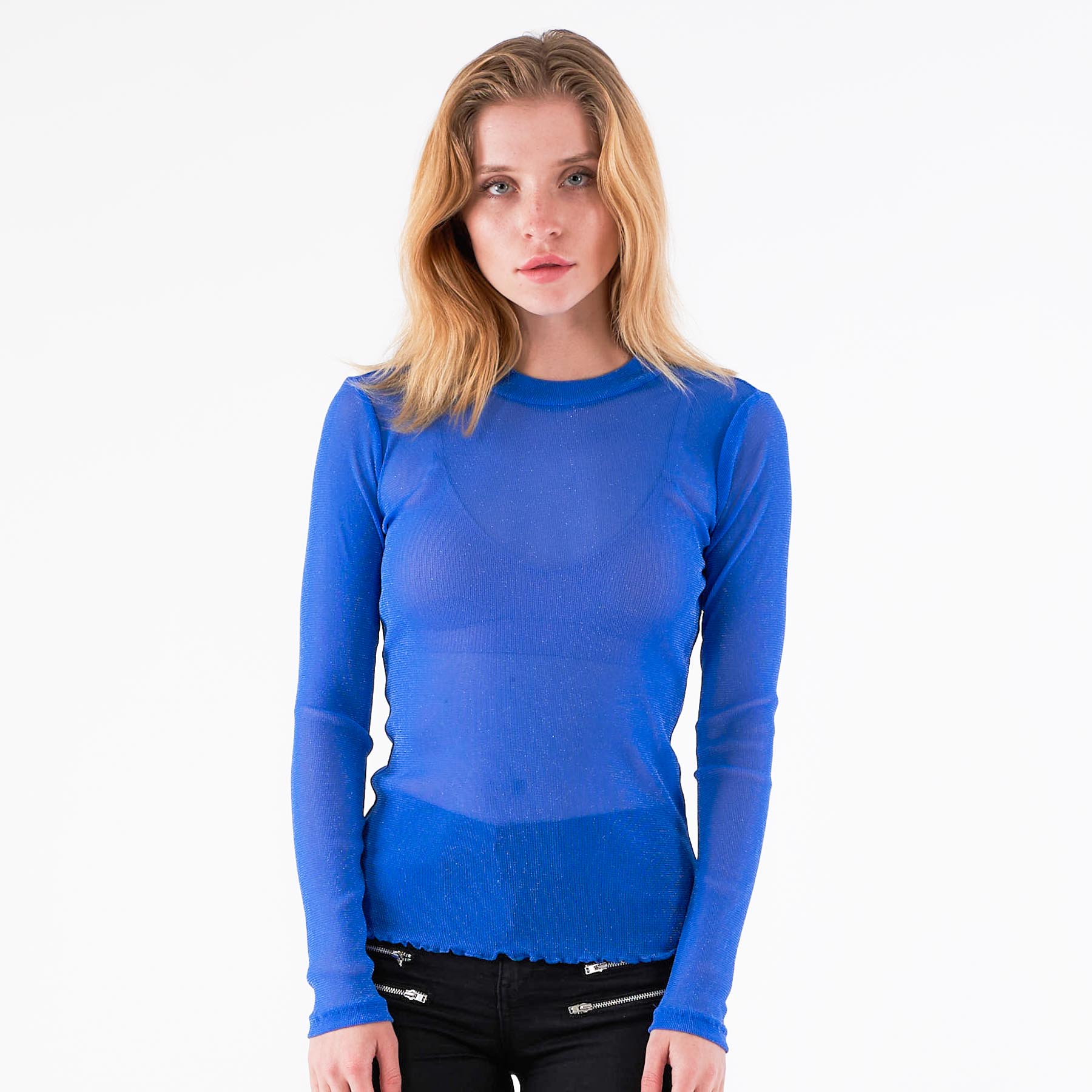 Pure friday - Purannika highneck - Bluser og skjorter til kvinder - BLUE GLITTER - S