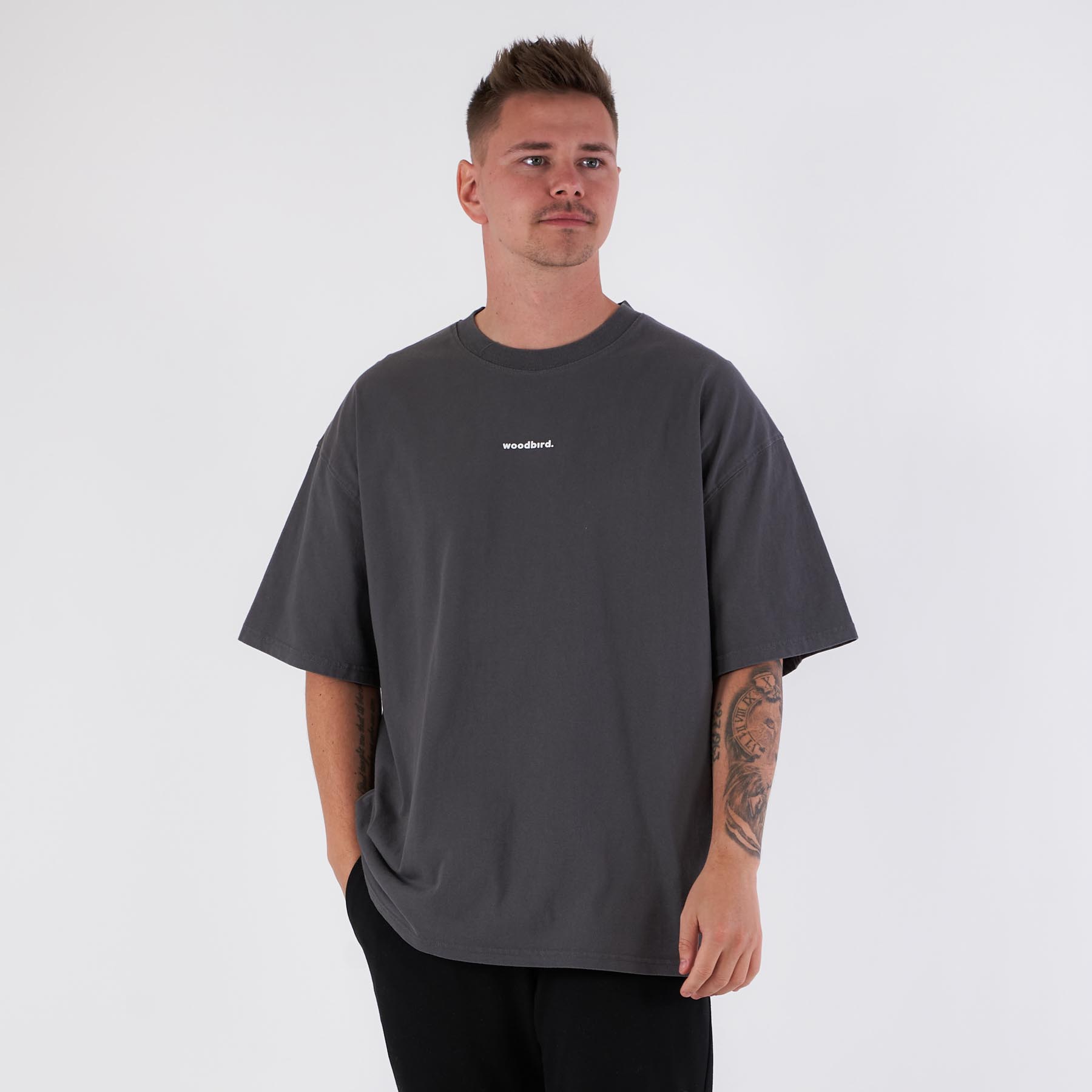 Woodbird - Bose mock tee - T-shirts til mænd - Grå - XXL