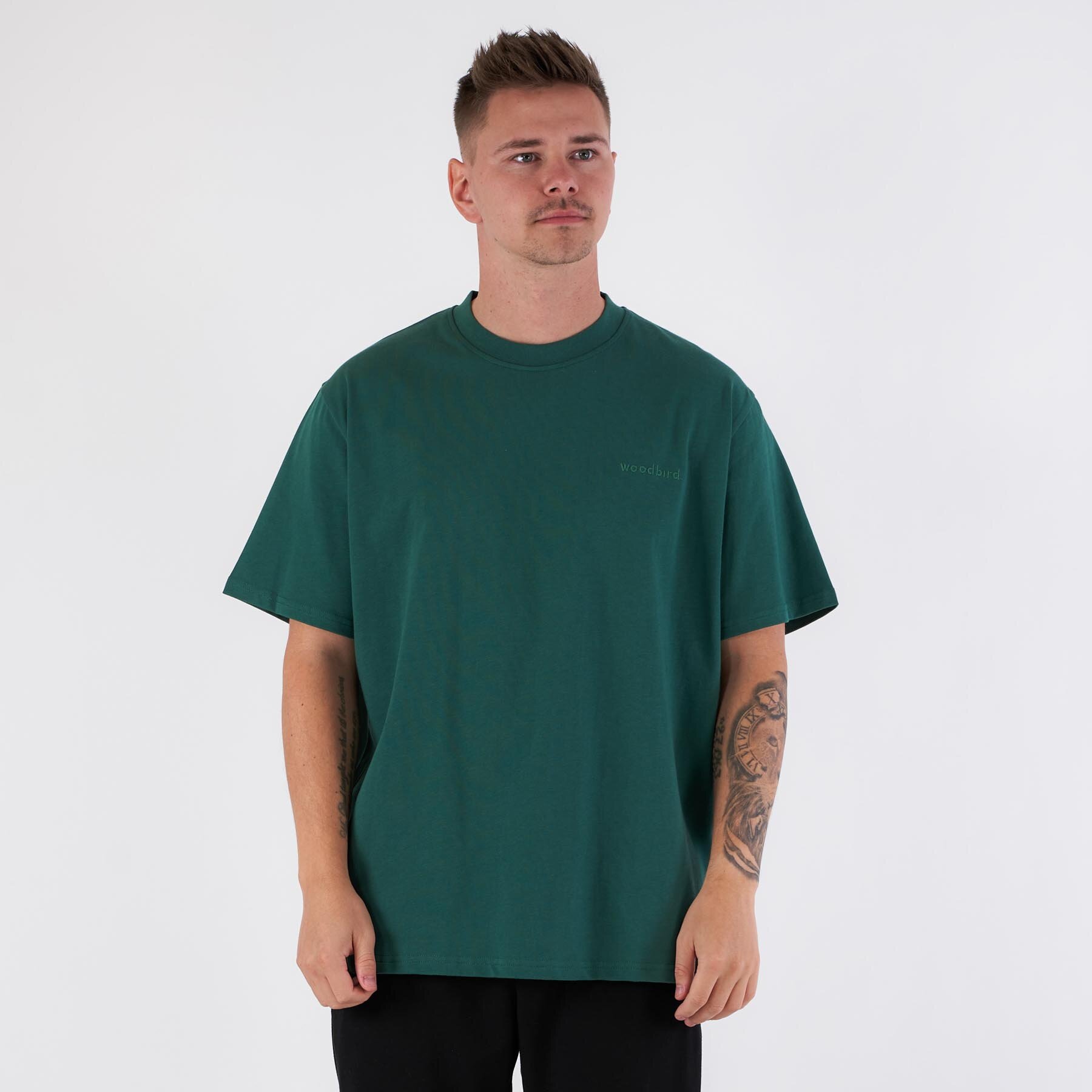 Woodbird - Baine base tee - T-shirts til mænd - Grøn - XXL