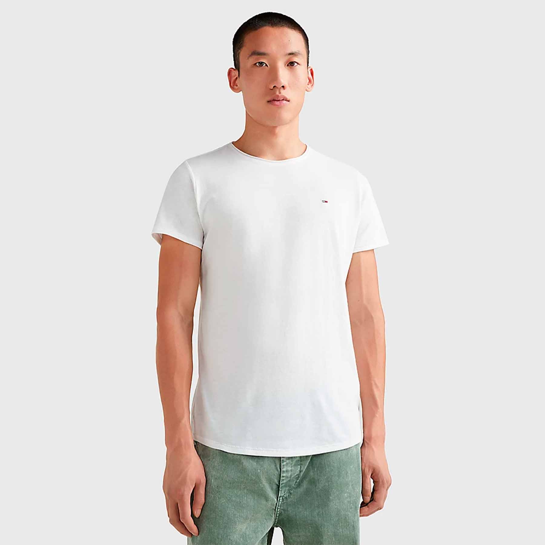 Tommy Jeans - Slim jaspe neck tee - T-shirts til mænd - ANCIENT WHITE - XL