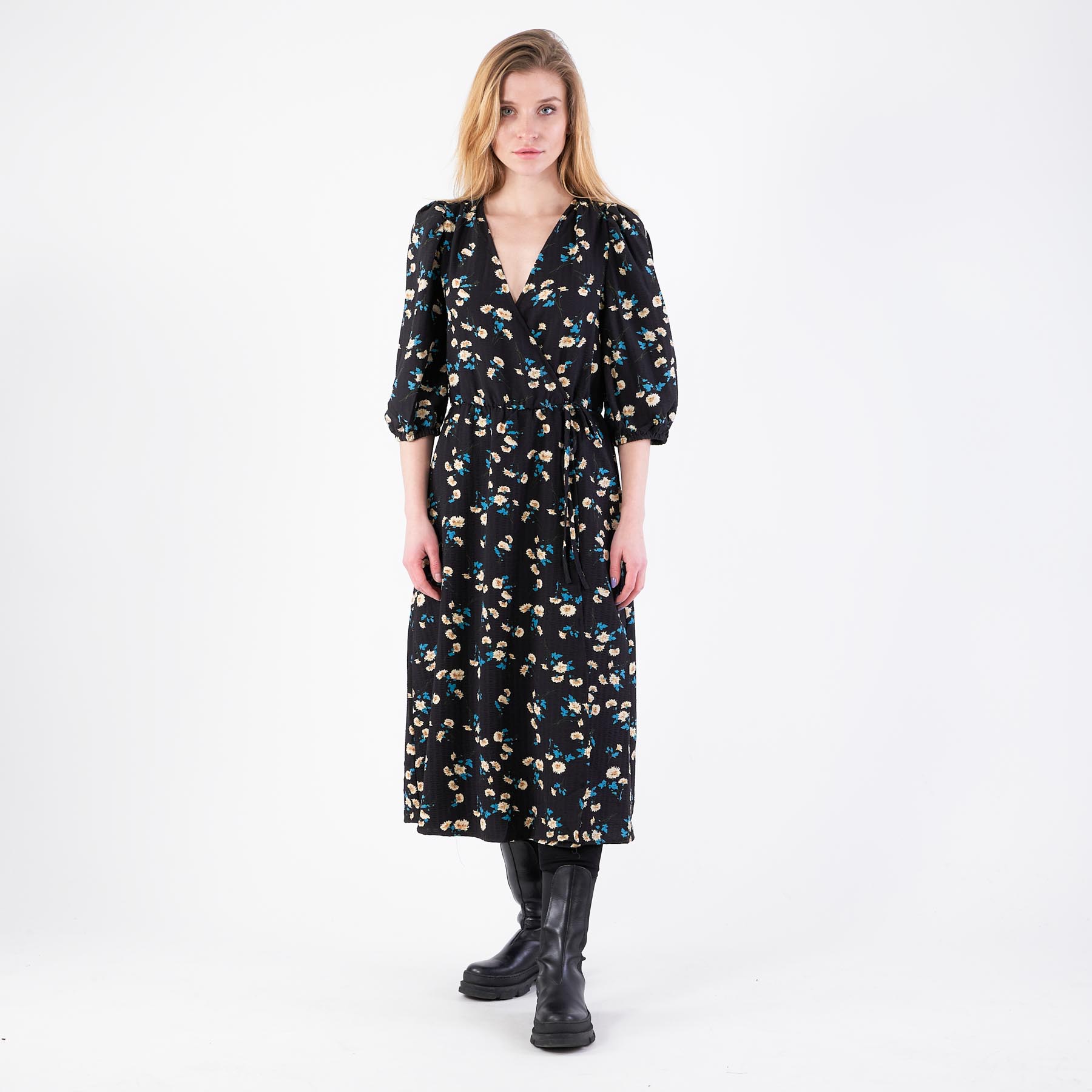 Pure friday – Purlotus print dress – Kjoler til hende – B/BLACK W. FLOWERS – M