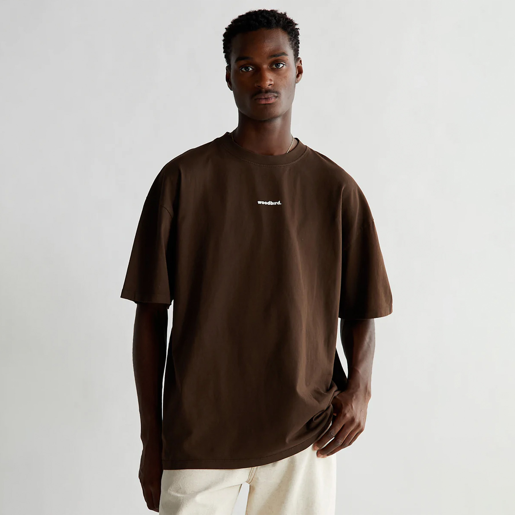 Woodbird - Bose mock tee - T-shirts til mænd - Brun - XL