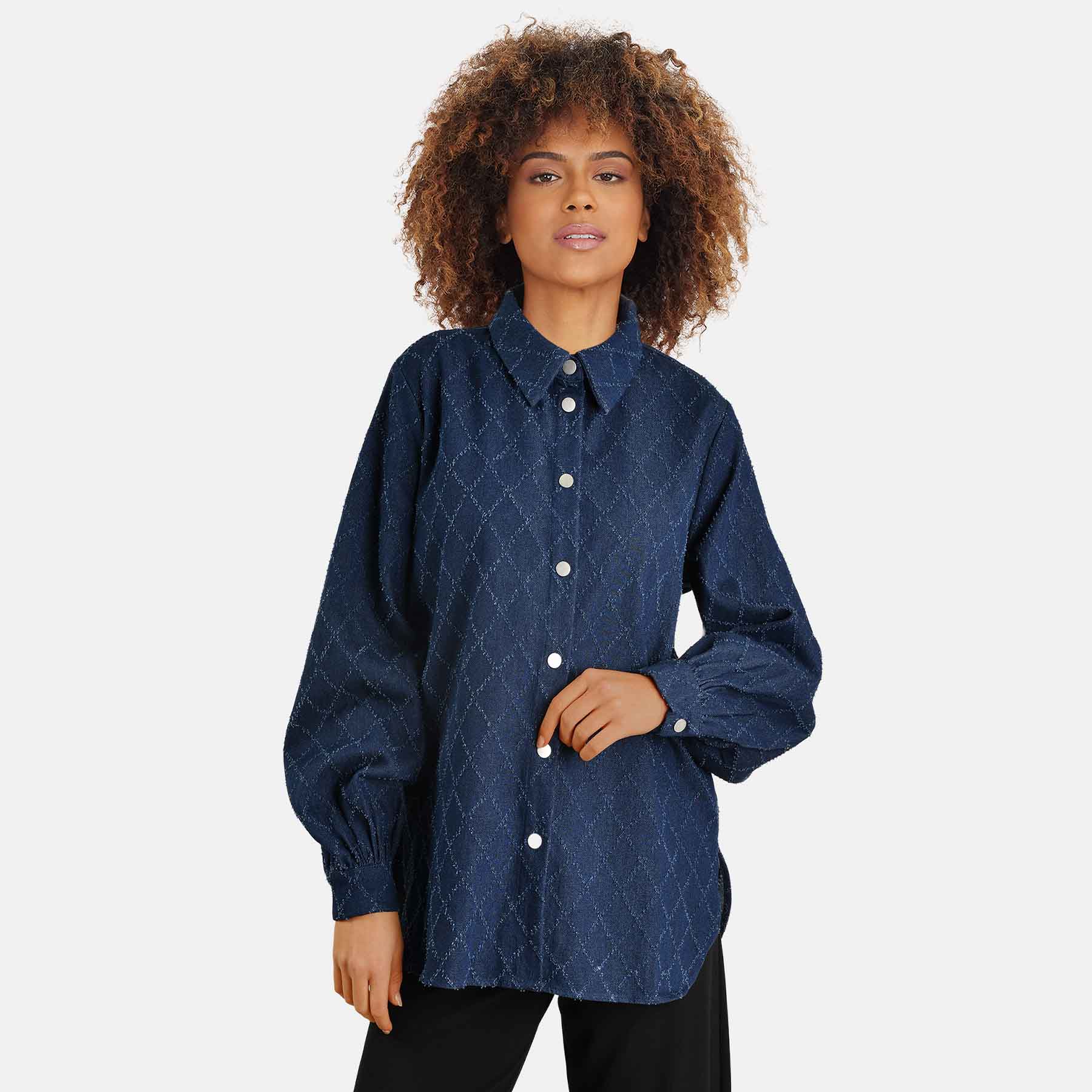 SisterS Point - Esita-sh - Bluser og skjorter til kvinder - DENIM/SQUARE - XS