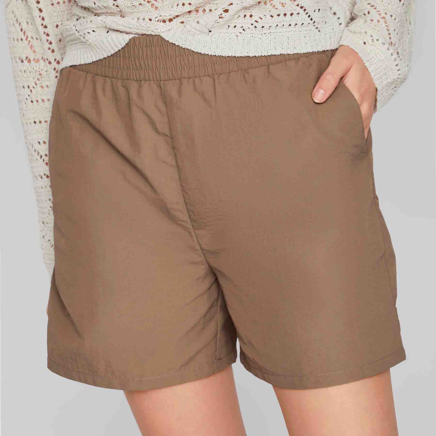 Vila - Vinyllie new hw shorts - Damebukser - Brun - 38